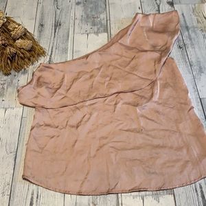 Pink Rose Metallic one shoulder sleeve shirt